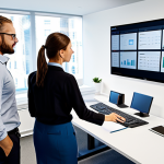Project Management in a Modern Office**

"A diverse team collaborating on a project in a bright, modern office. They are reviewing a digital project management board on a large screen. Everyone is fully clothed in appropriate business casual attire. Safe for work, professional environment, perfect anatomy, correct proportions, natural lighting, high resolution, family-friendly."

**